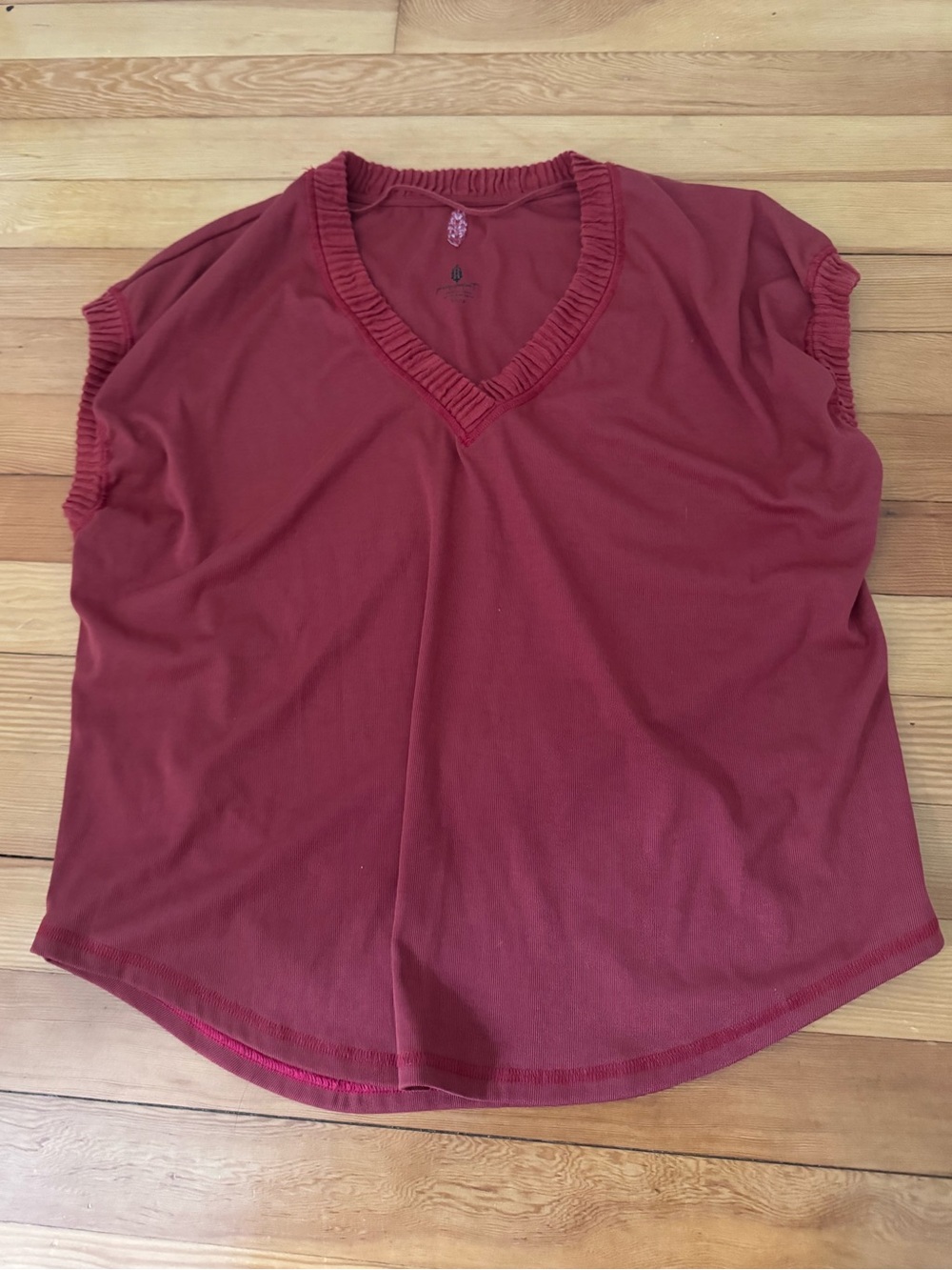 FP Movement by Free People Dusty Rose V-Neck Ruffle Trim Tank